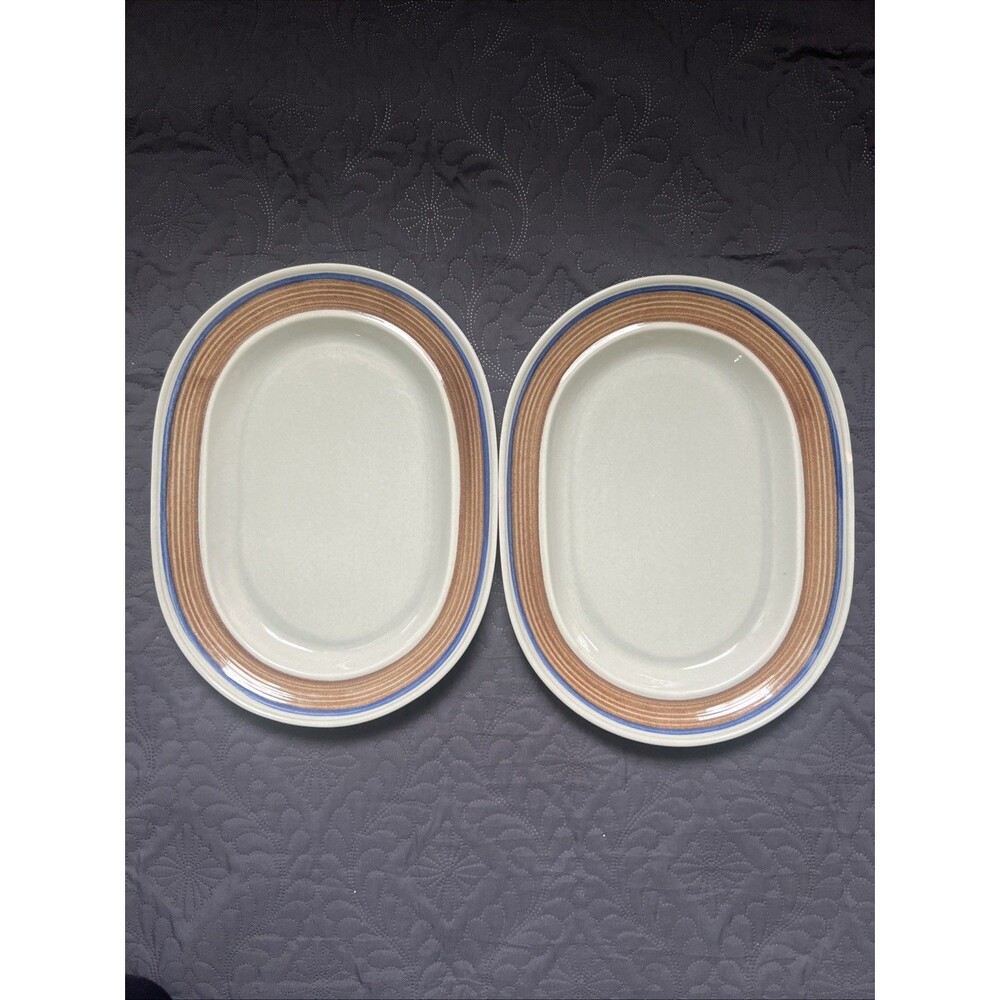 2 Metlox Poppytrail Vernon Porcelain Bandero 10.75" Oval Serving Platter 1969-79